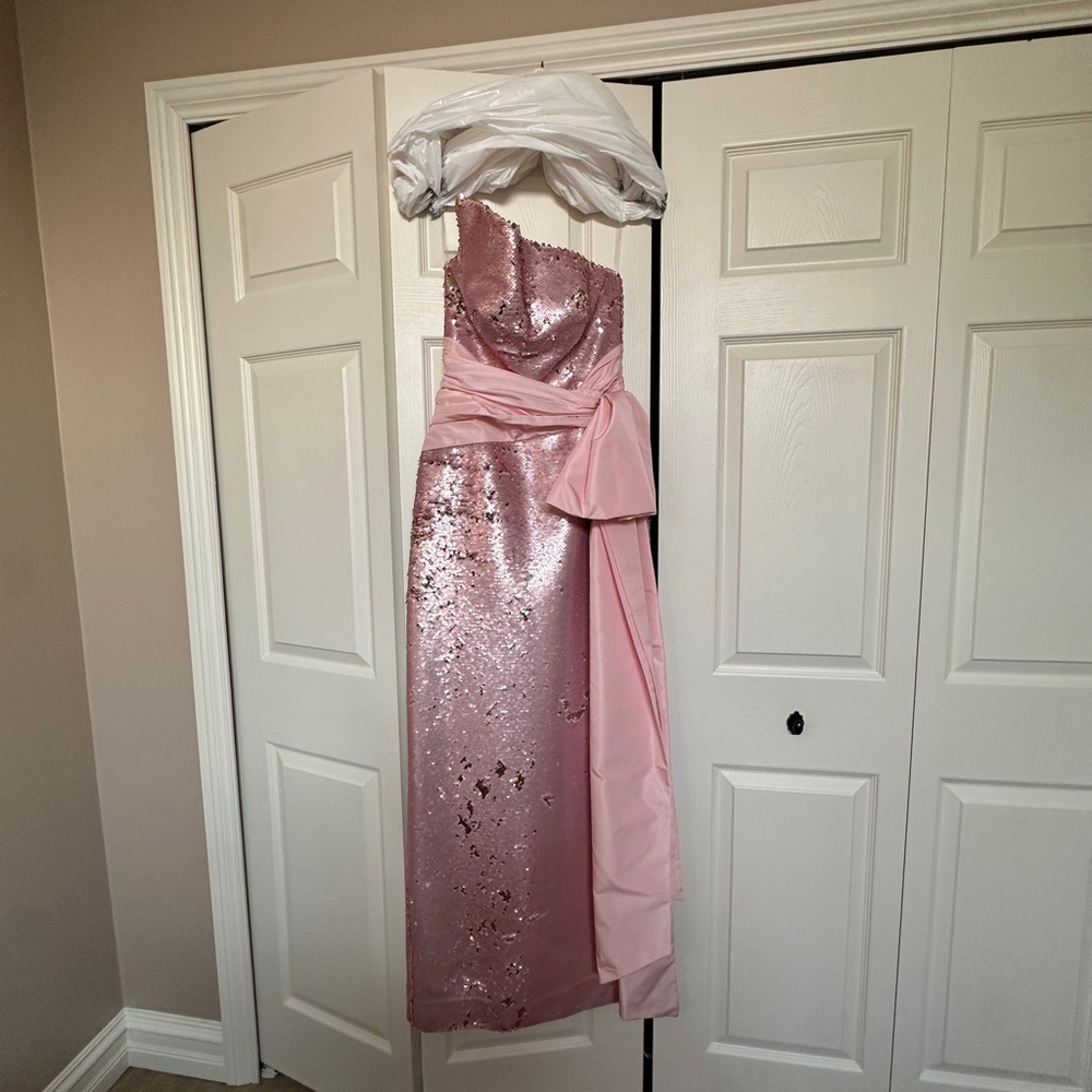 Pink Sequin Strapless Gown